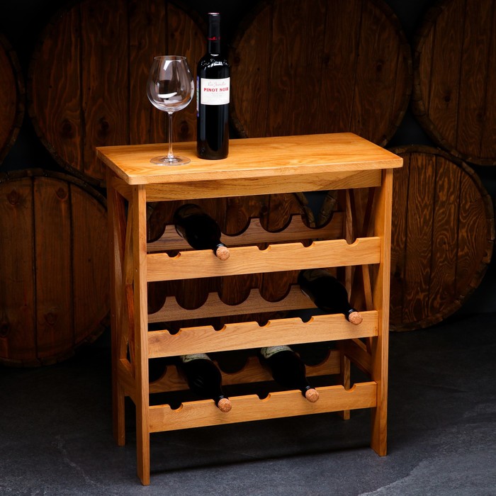 Стеллаж винный "Прованс", 15 бутылок, 70х64х32 см, массив дуба, светлого дуба - Фото 1
