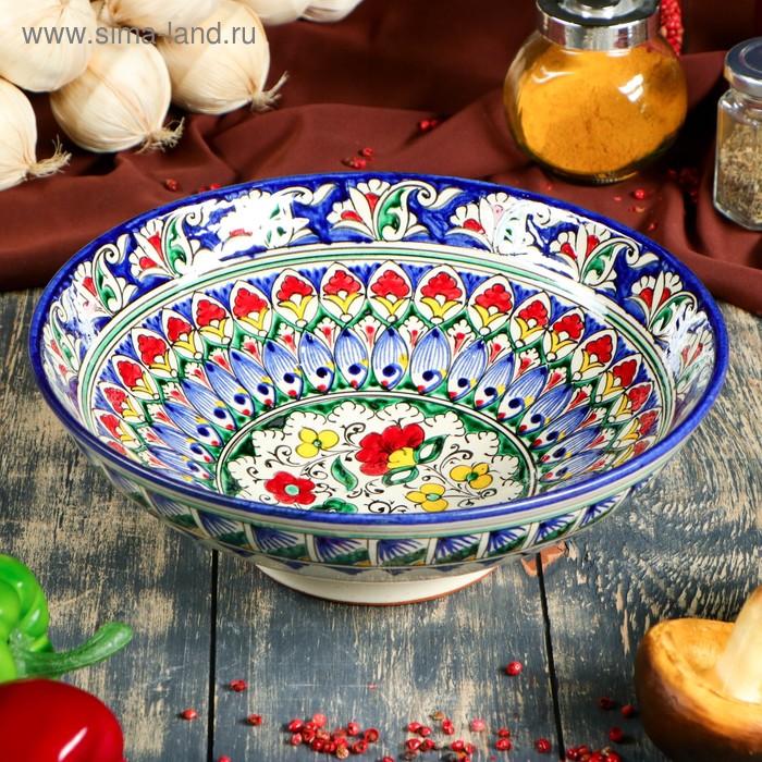 Бульонница узбекская Риштанская Керамика, 1.7 л, d=25 см, синяя - Фото 1