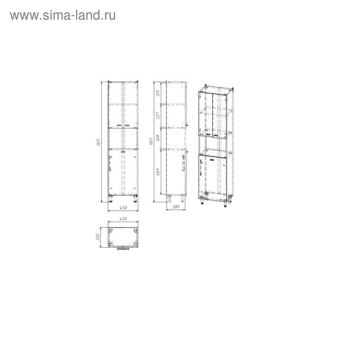 Пенал на ножках с корзиной вега 4503