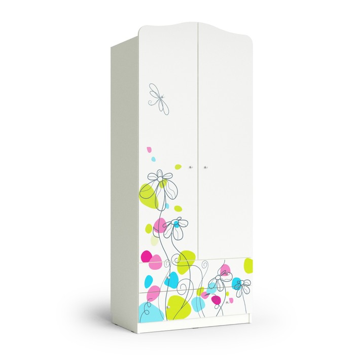 Шкаф 2-х дверный с ящиками Flowers, 800х450х1890, Белый - фото 1907013353