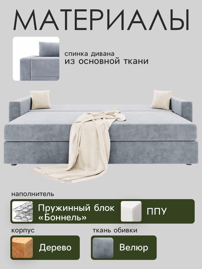 Диван прямой «Олимп 1», пружинный блок, еврокнижка, цвет селфи 15/подушки селфи 01