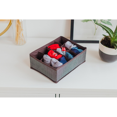 Органайзер для хранения белья Доляна «Пастель», 12 отделений, 27×20×10 см, цвет коричневый