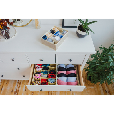 Органайзер для хранения белья Доляна «Европа», 12 ячеек, 27×20×10 см, бежевый