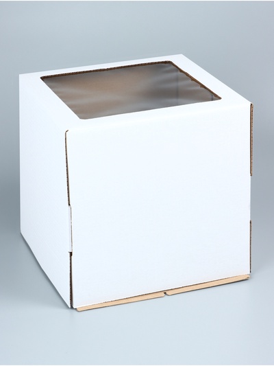 Коробка под торт, с окном, белая, 30×30×30 см