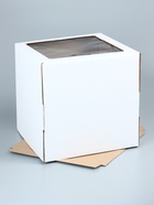 Коробка под торт, с окном, белая, 30×30×30 см  (артикул 4419149)  большой выбор товаров оптом и в розницу по низким ценам с доставкой