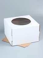 Коробка под торт, с окном, белая, 30×30×19 см  (артикул 4419150)  большой выбор товаров оптом и в розницу по низким ценам с доставкой