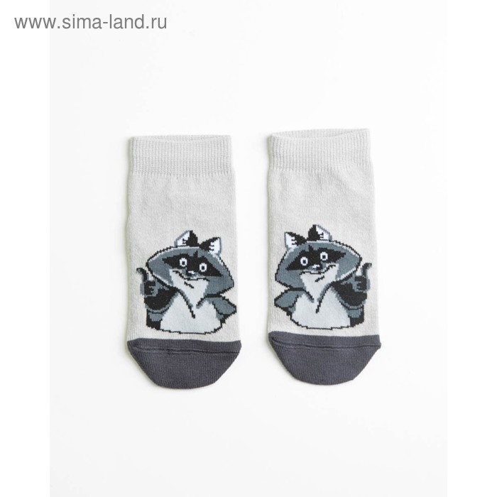 Носки детские «Енотик», цвет светло-серый, размер 14 - Фото 1