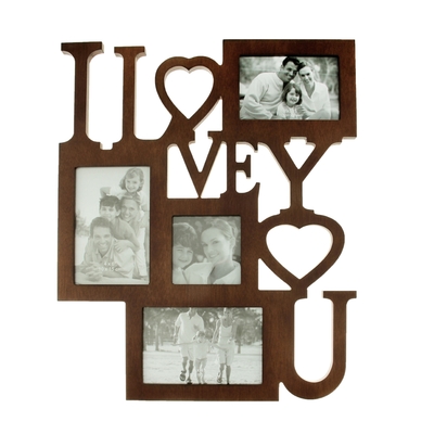 Фоторамка дерево на 4 фото 9×9 см, 9×13 см, 10×15 см I LOVE YOU 43.3×35.5×1.3 см