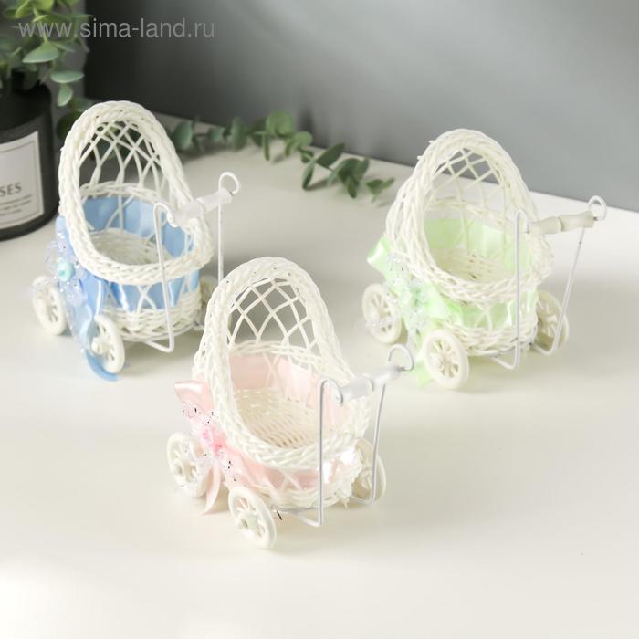 Корзина декоративная "Коляска" МИКС 10х15х6,5 см - Фото 1
