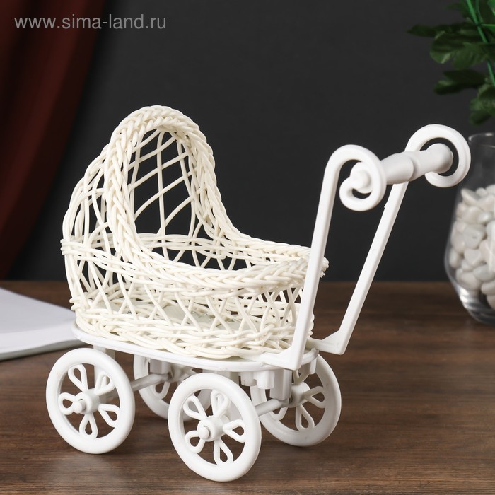 Корзина декоративная "Коляска" средняя 16х18х9 см - Фото 1