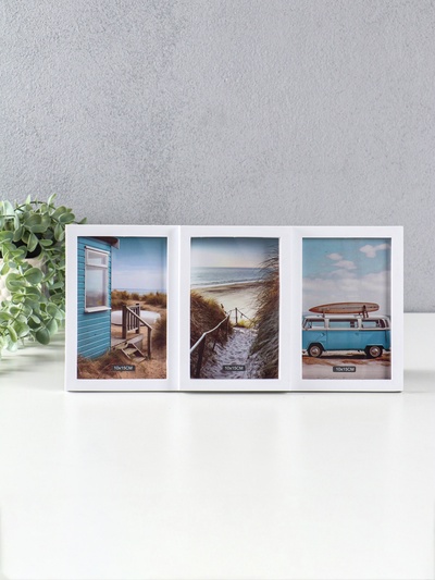 Фоторамка - коллаж на 3 фото 10×15 см «Трио», пластик, 16.5×33.5 см