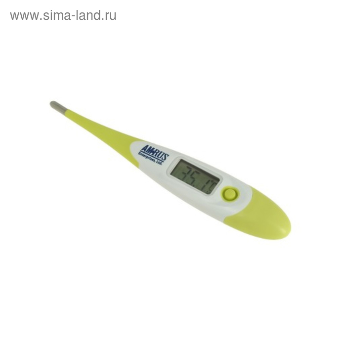 Термометр электронный Amrus AMDT-12, влагостойкий, гибкий наконечник, память, бело-зелёный - Фото 1