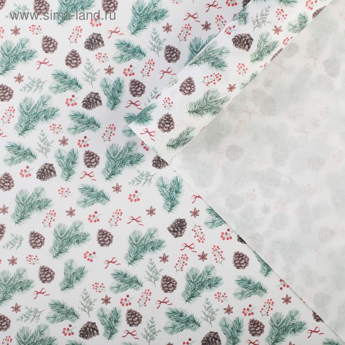 Бумага упаковочная крафтовая «Зимний лес», 70 × 100 см - Фото 1