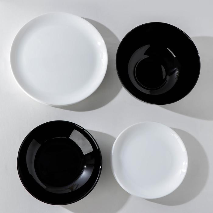 Сервиз столовый стеклокерамический Diwali, 19 предметов, цвет белый, чёрный - фото 1908471621