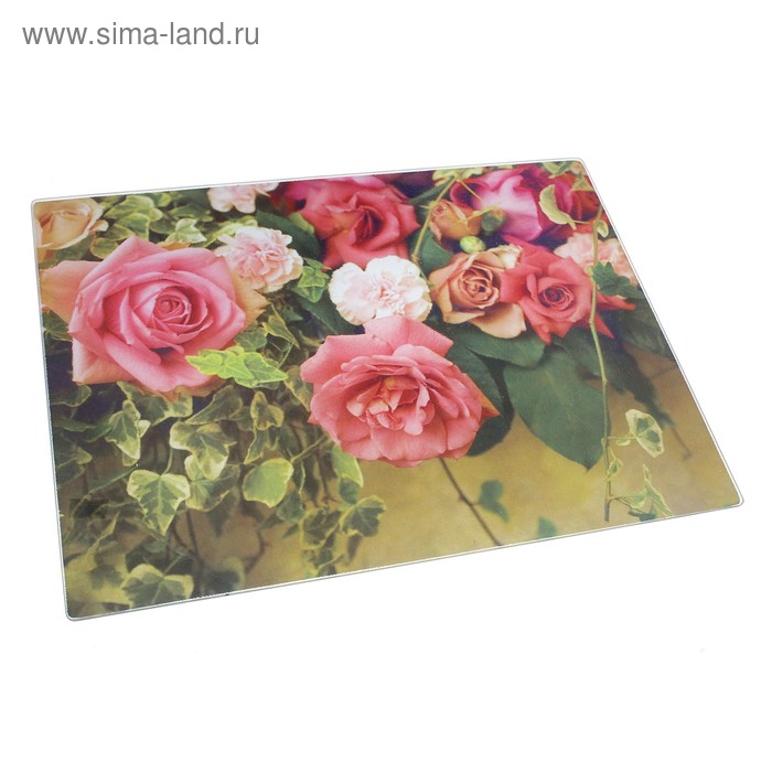 Доска разделочная стеклянная «Россыпь из роз», 40×30 см - Фото 1