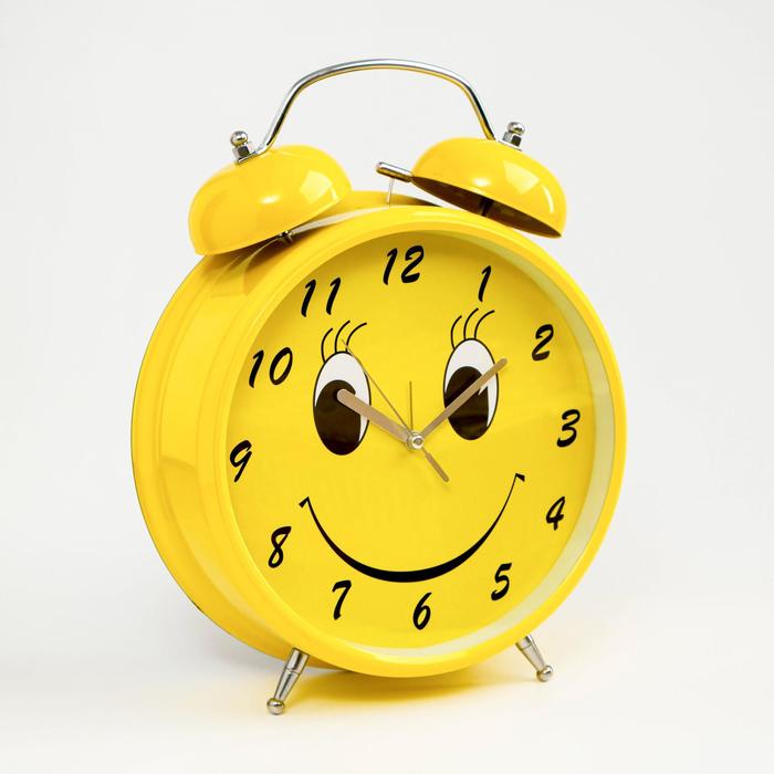 Часы - будильник настольные "Смайл", с подвесом, дискретный ход, d-20 см, 30 х 23 см, 2АА - Фото 1