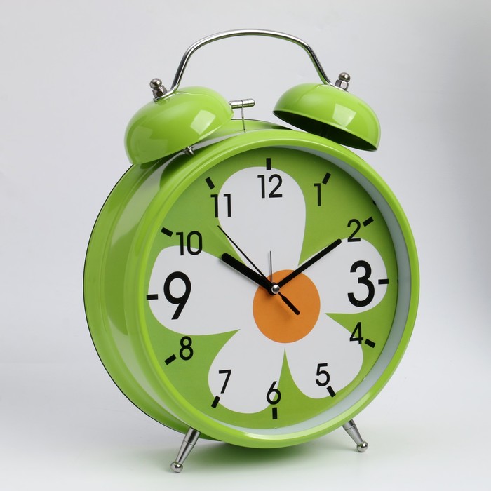 Часы - будильник настольные "Ромашка", с подвесом, дискретный ход, d-20 см, 32 х 23 см, 2АА - фото 1908224812