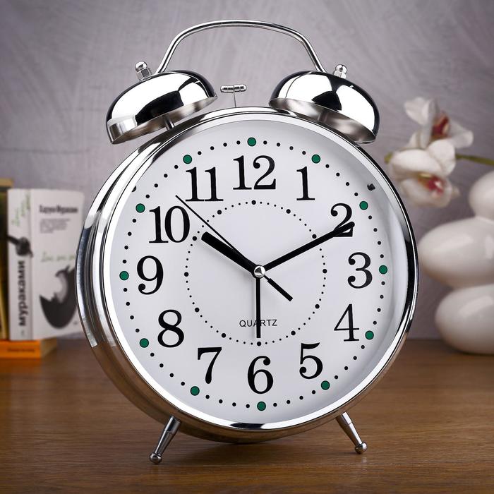 Часы - будильник настольные "Классика", с подвесом, дискретный ход, d-20 см, 30 х 23 см, 2АА - Фото 1