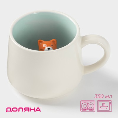 Кружка «Прятки. Тигра», 350 мл, керамика, с фигуркой, белая