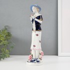Сувенир керамика "Мадмуазель в шляпке с розой в руках" кобальт 28х7,5х8,5 см - Фото 3