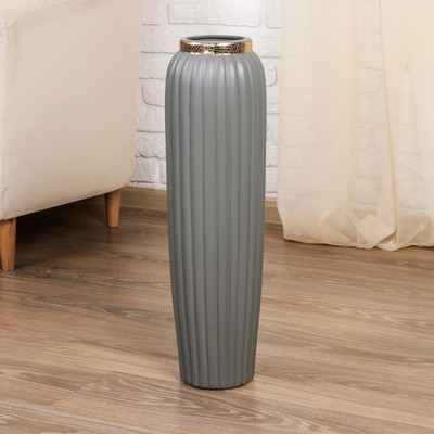 Ваза напольная «Геометрия люкс», вертикаль, d=9.5 см, h=60 см, керамика, серая