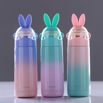 Термос Мастер К «Кролик», 350 мл, 26×7 см, сохраняет тепло 8 ч, с помпой, нержавеющая сталь, МИКС