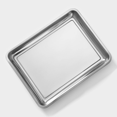 Поднос, 44.5×35.5 см, толщина 1 мм, нержавеющая сталь, серебристый