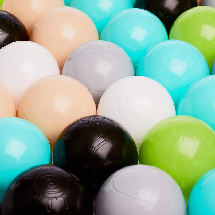 Набор шаров 150 шт, цвета: бирюзовый, серый, белый, чёрный, салатовый, бежевый, диаметр шара — 7,5 см - фото 1886398086