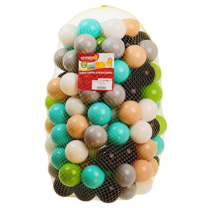 Набор шаров 150 шт, цвета: бирюзовый, серый, белый, чёрный, салатовый, бежевый, диаметр шара — 7,5 см - фото 1907013993