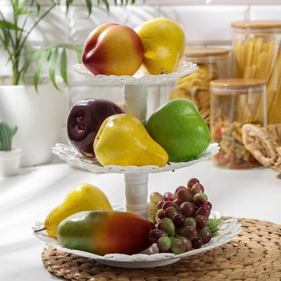 Этажёрка для фруктов «Мелодия», 3-х ярусная, d=16 см, 21 см, 27 см, пластик, белая