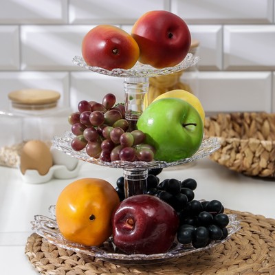 Этажёрка для фруктов Альтернатива «Мелодия», 3-х ярусная, d=16 см, 21 см, 27 см, пластик, прозрачная