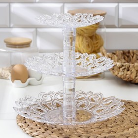 Этажерка для фруктов Альтернатива «Мелодия», 3-х ярусная, d=16 см, 21 см, 27 см, пластик, прозрачная 2947617
