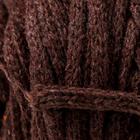 Шнур для рукоделия хлопковый  100% хлопок 4 мм, 50м/140гр (темно-коричневый) - Фото 3