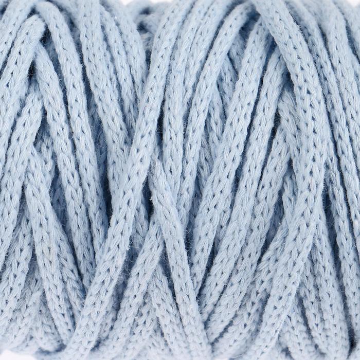 Шнур для рукоделия хлопковый  100% хлопок 4 мм, 50м/140гр (голубой) - Фото 1