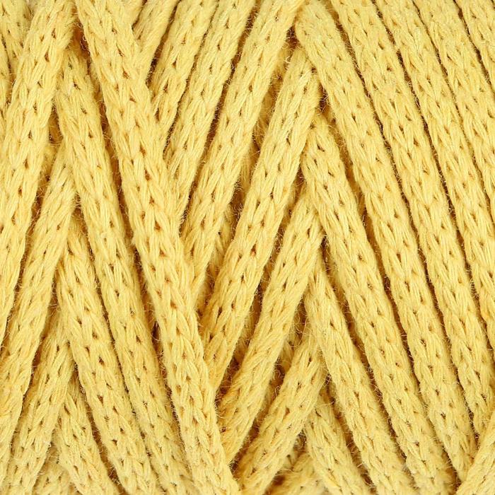 Шнур для рукоделия хлопковый  100% хлопок 4 мм, 50м/140гр (жёлтый) - Фото 1