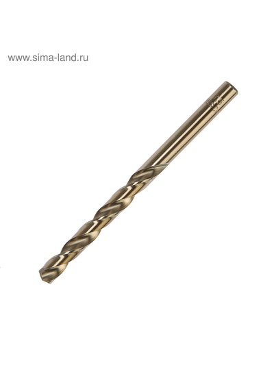 Сверло по металлу ТУНДРА, HSS-Co (5% кобальта), цилиндрический хвостовик, 7.5×110 мм