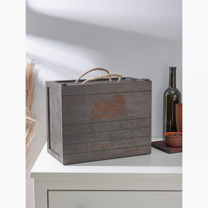 Ящик для хранения вина Доляна «Карибы», 34,5×27×18,3 см, на 6 бутылок - Фото 1
