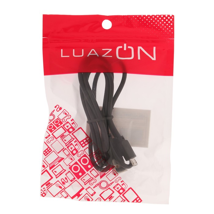 Кабель LuazON, micro USB - USB, 2 А, 1 м, чёрный - фото 51642149