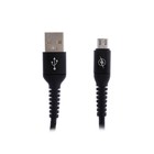 Кабель LuazON, microUSB - USB, 2 А, 1 м, вид пружина, чёрный - Фото 1