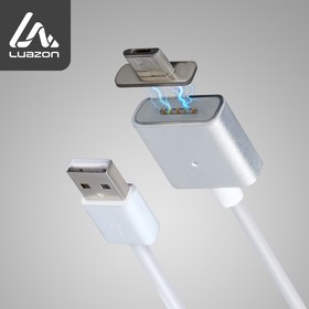 Кабель LuazON, microUSB - USB, 1 А, 1 м, магнитный разъем, белый