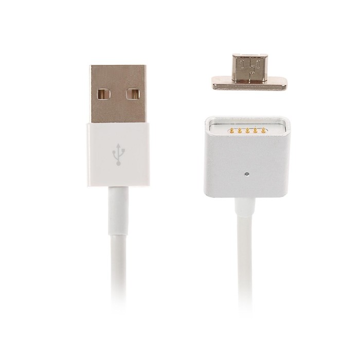 Кабель LuazON, microUSB - USB, 1 А, 1 м, магнитный разъем, белый - фото 1898216774