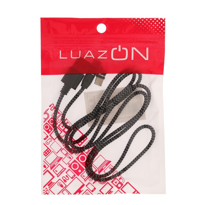 Кабель LuazON LN-6, microUSB/Type-C/Lightning - USB, 1 А, 1 м, магнитный разъем, - фото 51449129