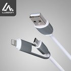 Кабель 2 в 1 LuazON, microUSB/Lightning - USB, 1 А, 0.9 м, плоский, МИКС - фото 298198610