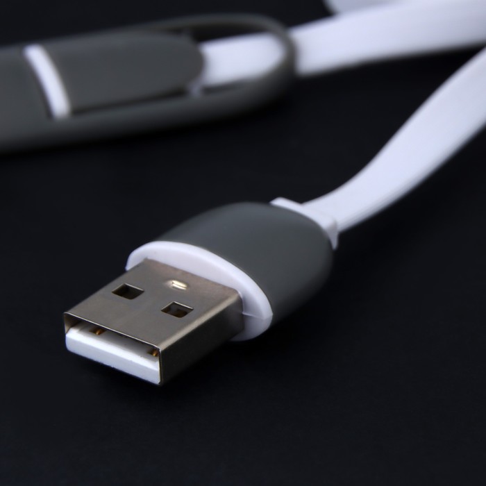 Кабель 2 в 1 Luazon, microUSB/Lightning - USB, 1 А, 0.9 м, плоский, МИКС - фото 51449131