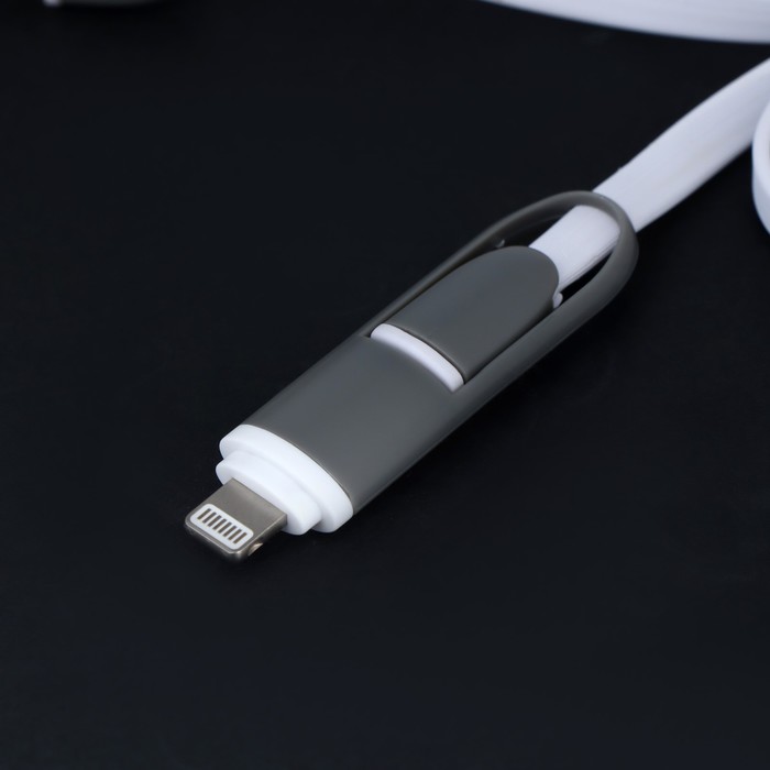 Кабель 2 в 1 Luazon, microUSB/Lightning - USB, 1 А, 0.9 м, плоский, МИКС - фото 51449132