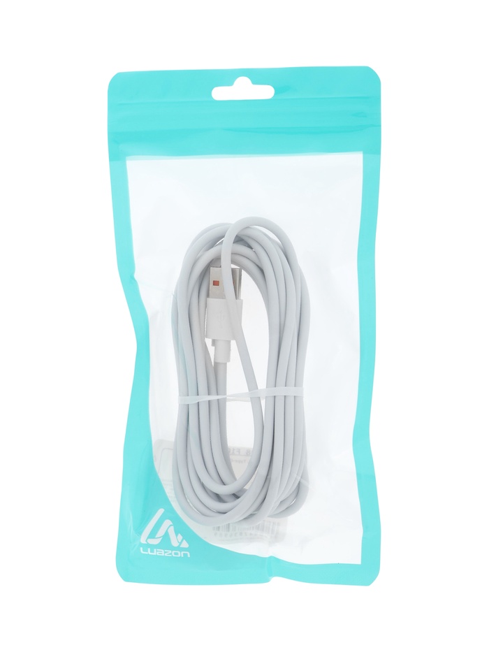 Кабель LuazON, Type-C - USB, 1 А, 3 м, белый - фото 51905791