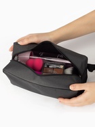 Косметичка на молнии дорожная, с ручкой, с сеткой, тёмно-серая - Фото 3