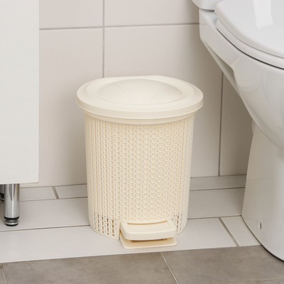 Ведро для мусора с педалью, 6 л, айвори