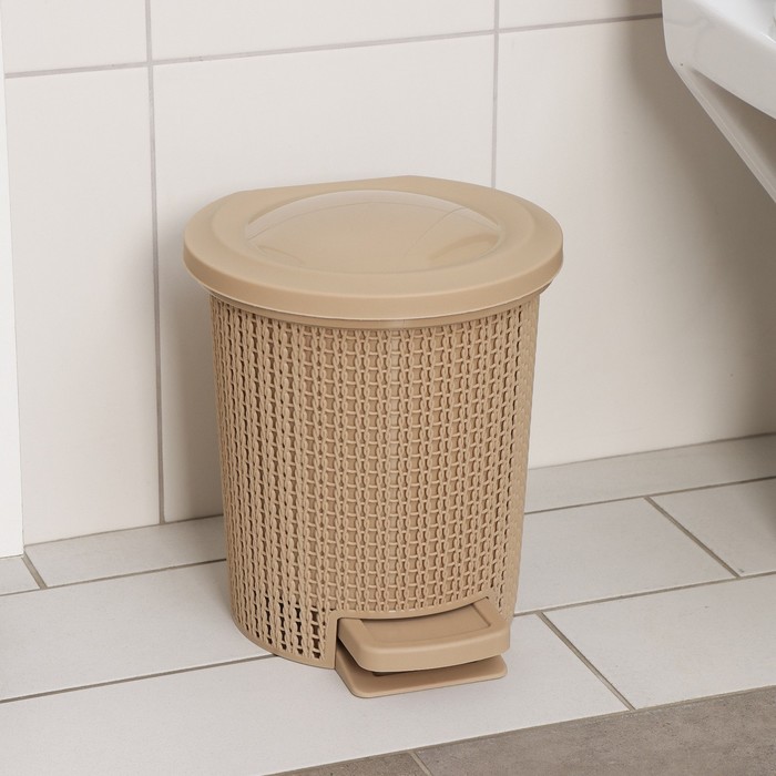 Контейнер для мусора Ajur, 6 л, с педалью, цвет кофейный - Фото 1