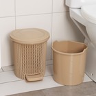 Контейнер для мусора Ajur, 6 л, с педалью, цвет кофейный - Фото 4